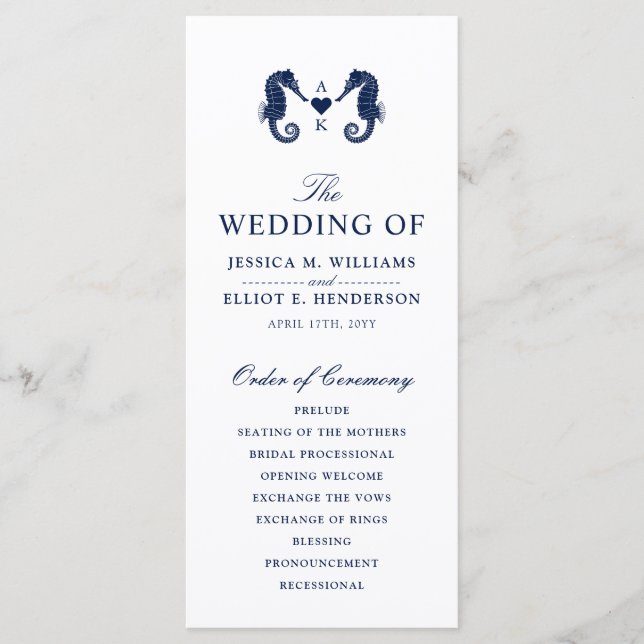 Programme Monogramme à thème Love's Tide Seahorse (Devant)