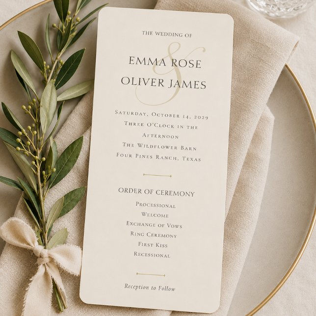 Programme Monogramme de mariage minimaliste élégant (Minimalist Stylish Wedding Monogram Program)