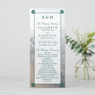 Programme Monogramme élégant et mariage Turquoise sur la pla