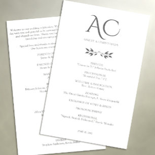 Programme Monogramme minimaliste Mariage blanc doux