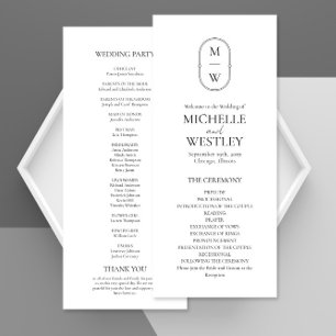 Programme Monogramme minimaliste Mariage noir et blanc
