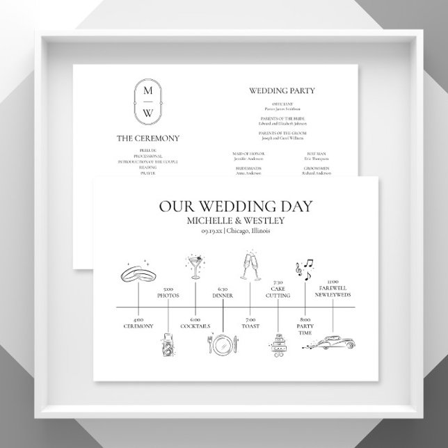 Programme Monogramme minimaliste Mariage noir et blanc (Créateur téléchargé)