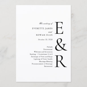 Programme Monogramme Minimaliste Moderne Gras Mariage