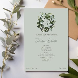 Programme Monogramme moderne Eucalyptus Mariage de couronne 