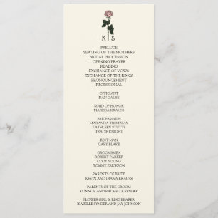 Programme Monogramme rose minimaliste Mariage