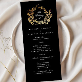 Programme Monogramme traditionnel Noir Crest Mariage classiq