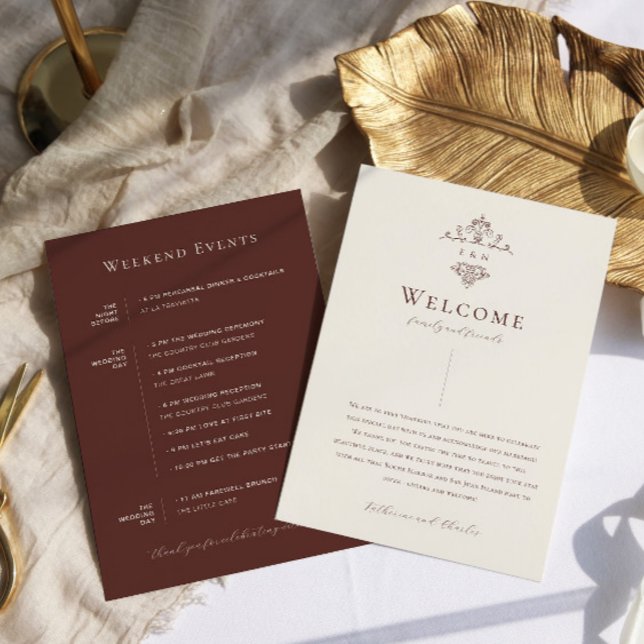 Programme Monogramme vintage | Accueil du Mariage Boho Ornat (Créateur téléchargé)