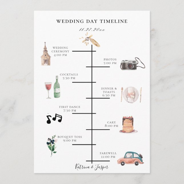 Programme Montage Mariage illustré de Blush Navy Floral (Devant)