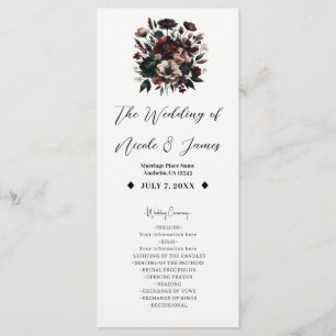 Programme Moody Rustic Garden Florals Mariage bohémien