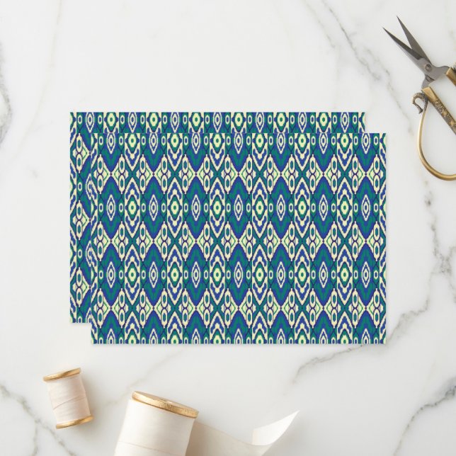 Programme motif bleu et vert avec un arrière - plan blanc (Devant/Arrière en situation)