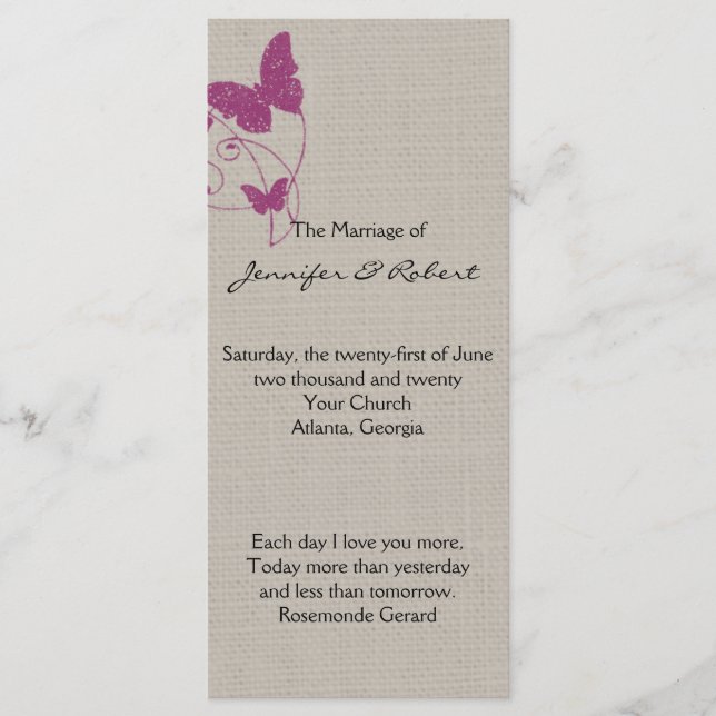 Programme Mulberry Parties scintillant Butterfly Linen progr (Devant)