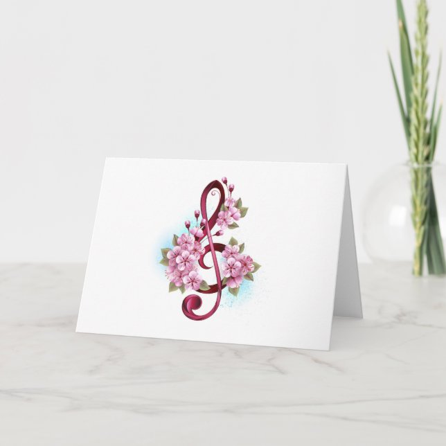 Programme Musical treble clef notes with sakura flowers (Devant)