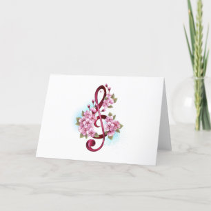 Programme Musical treble clef notes with sakura flowers