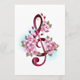 Programme Musical treble clef notes with sakura flowers
