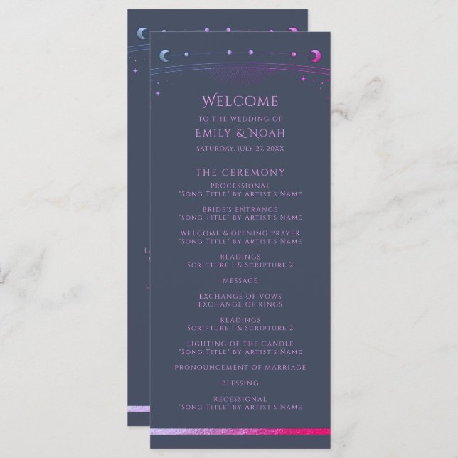 Programme Mystique Bleu pourpre Soleil Lune Espace Astronomi (Devant / Derrière)