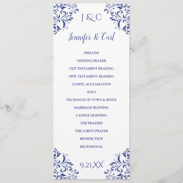 Programme Nadine Wedding Program | Longueur du thé (bleu roy (Devant)