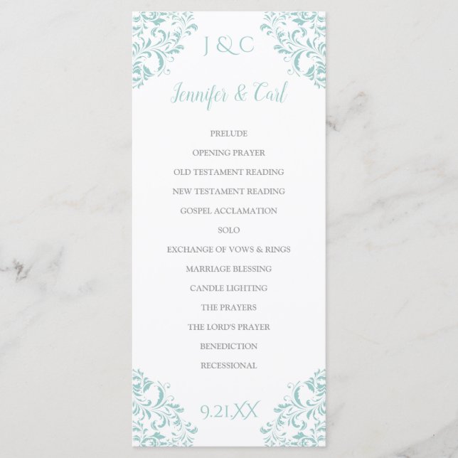Programme Nadine Wedding Program | Tall (Turquoise clair) (Devant)