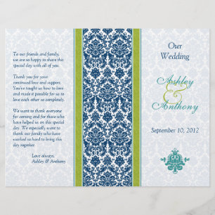 Programme Navy Blue, Green, Mariage damassé Turquo