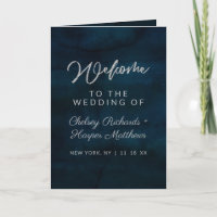 Navy Luster Dark Blue Watercolor Wedding Ceremony