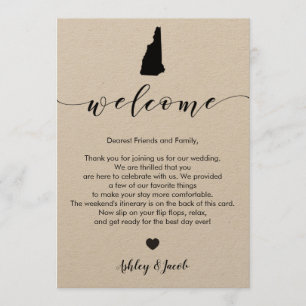Programme New Hampshire Mariage Bienvenue Lettre & Itinérair
