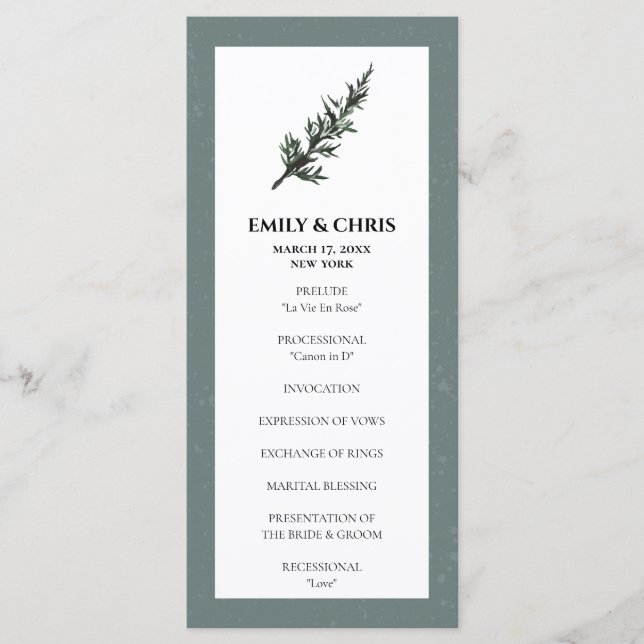 Programme Noël Joie | Cérémonie de mariage hivernal d'aquare (Devant)