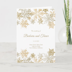 Programme Noël Thème Gold Snowflakes Mariage d'hiver