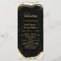 Noir Blanc et Or Géode Agate Cérémonie Mariage