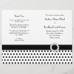 Programme Noir Blanc Polka Dot Wedding