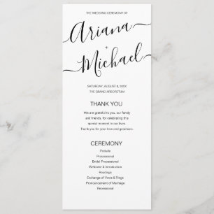 Programme Noms de mariage minimalistes en noir et blanc Scri