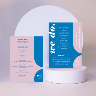 Programme Nous faisons Blue Retro Style Mariage Ordre de ser