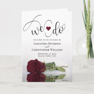 Programme Nous faisons Elégant Rose Burgundy Mariage plié