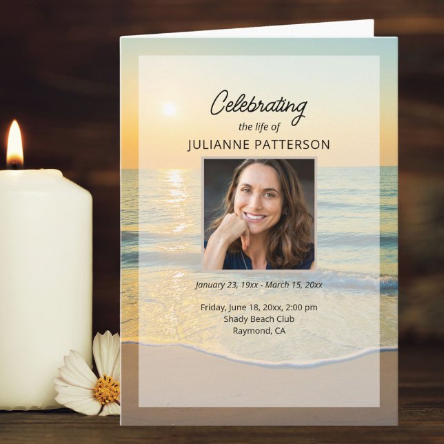 Programme Ocean Beach Votre photo Célébration des funéraille (Créateur téléchargé)