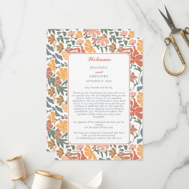 Programme Oiseaux floraux Abstraits Itinéraire Mariage du mi (Devant/Arrière en situation)