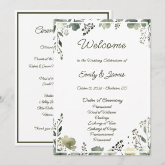 Programme Olive Floral Wedding