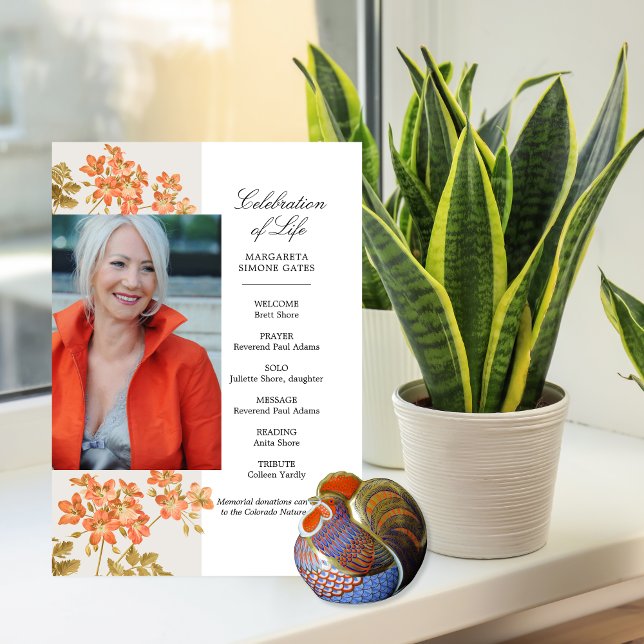 Programme Orange Fleurs Celebration of Life Flat Program (Créateur téléchargé)