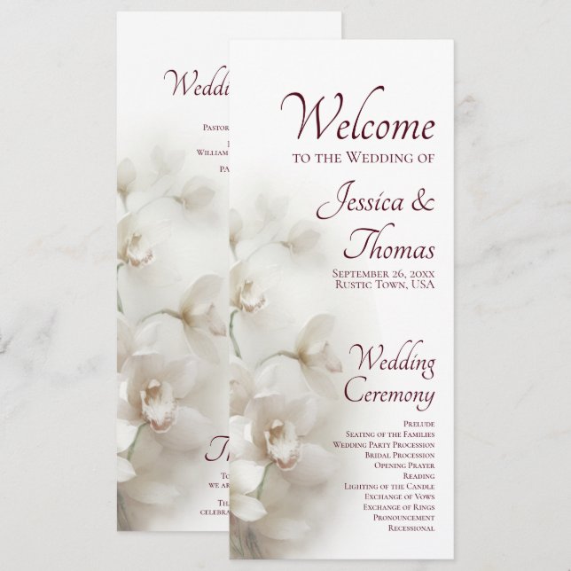 Programme Orchidées Blanches Rêveuses Mariage Floral Romanti (Devant / Derrière)