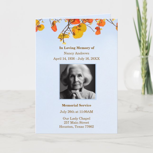 Programme Ordre de service commémoratif funéraire feuille Ho (Devant)