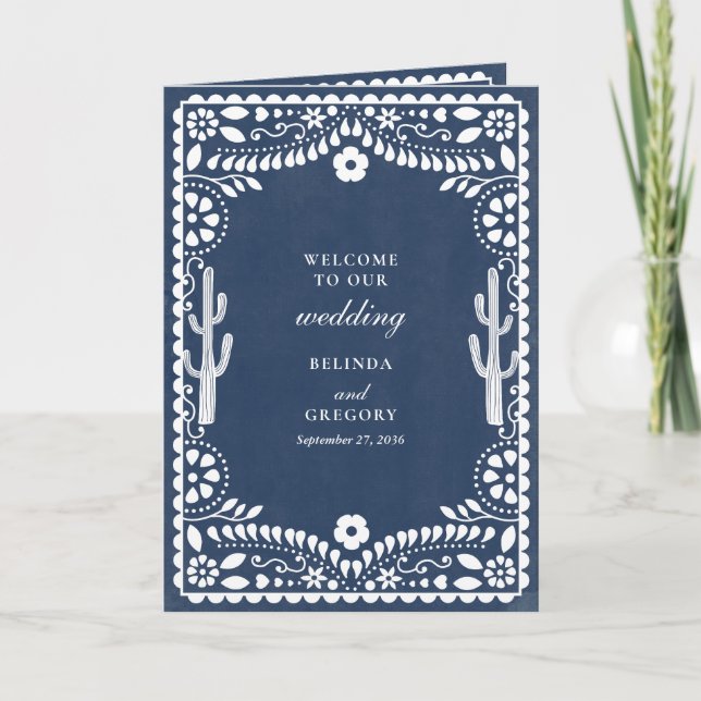 Programme Ordre de service de mariage mexicain Papel Picado  (Devant)