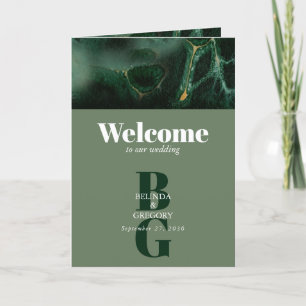 Programme Ordre de service de monogramme vert moderne