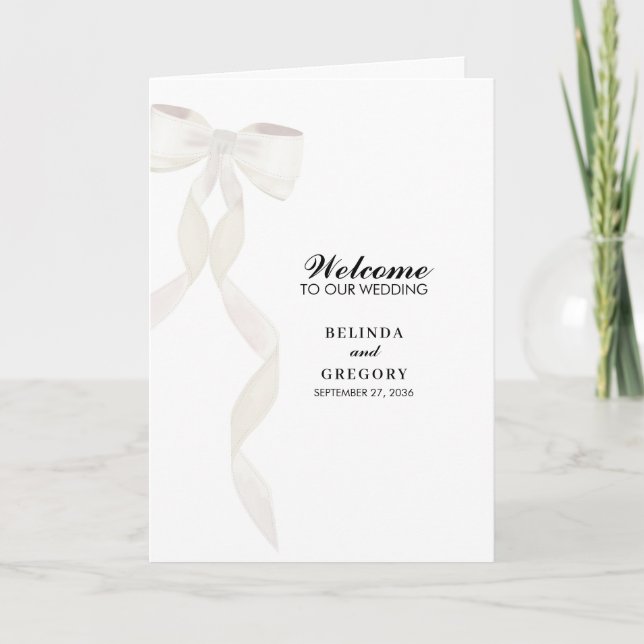 Programme Ordre de service du Mariage de ruban blanc de la B (Devant)