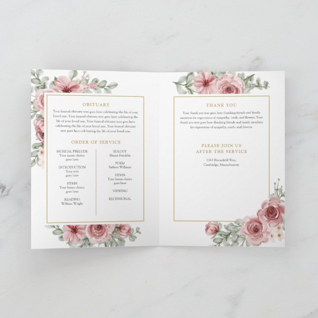 Programme Ordre de service funéraire mémorial floral photo (Intérieur)