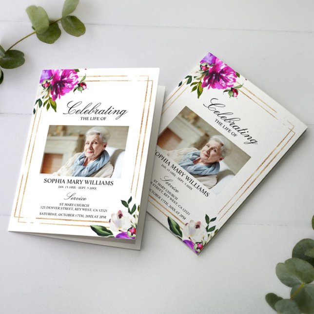 Programme Ordre des funérailles | Fleurs violettes (Créateur téléchargé)