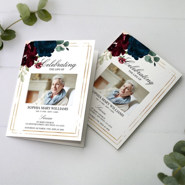 Programme Ordre des funérailles | Floral Memorial Program (Créateur téléchargé)