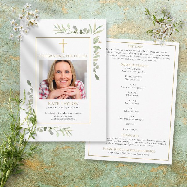 Programme Ordre du service commémoratif funéraire chrétien (Créateur téléchargé)