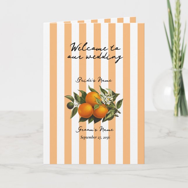 Programme Ordre du service de mariage citrique orange italie (Devant)