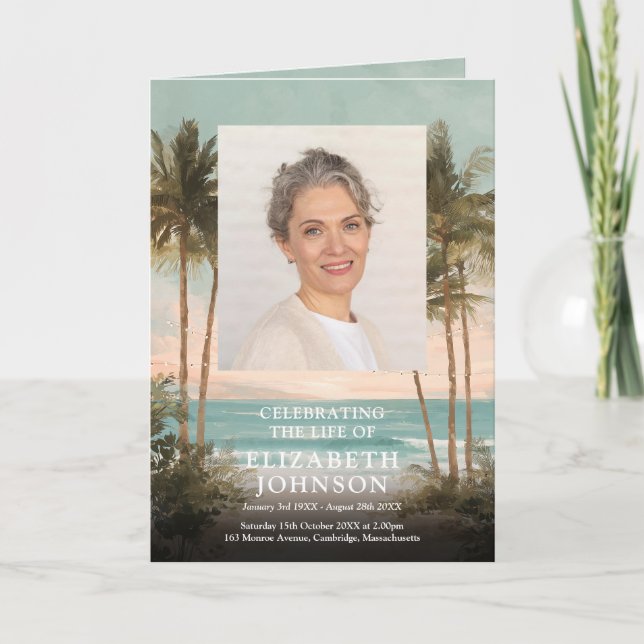 Programme Ordre du service de mémorial de crémation de plage (Devant)