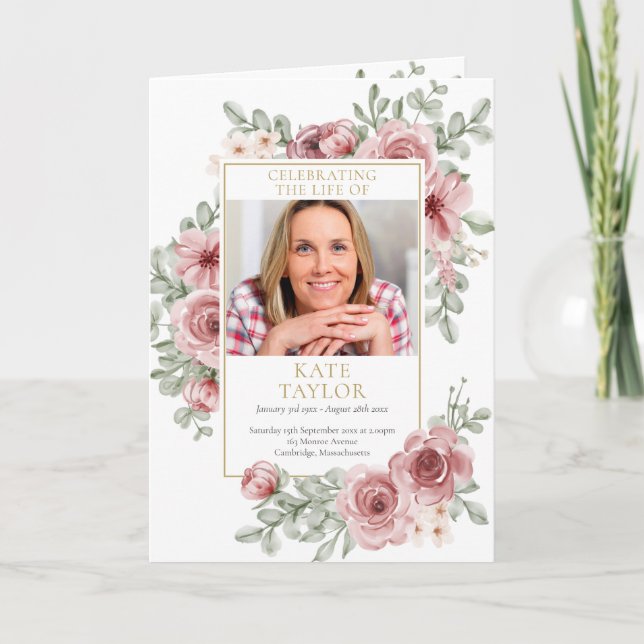 Programme Ordre du service funéraire floral de roses (Devant)
