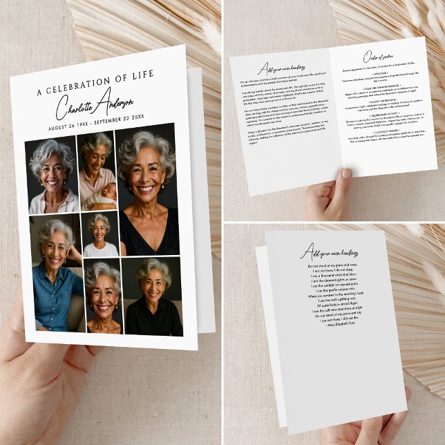 Programme Ordre du service Nécrologie 7-Photo Mémorial/Funér (Créateur téléchargé)