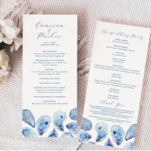 Programme Oyster Watercolor Beach Wedding Double Côté