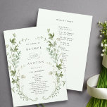 Programme Pale Green Elegant Fleur sauvage Ceremony Mariage<br><div class="desc">Ce programme de cérémonie mariage présente de beaux fleurs sauvages aquarellés peints à la main, disposés comme une couronne, parfaits pour le printemps, l'été ou les mariages de automne. Pour une personnalisation plus avancée de cette conception, cliquez sur le BOUTON OUTIL DESIGN BLEU ci-dessus ! Des articles correspondants sont également...</div>